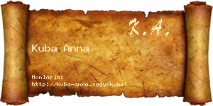 Kuba Anna névjegykártya